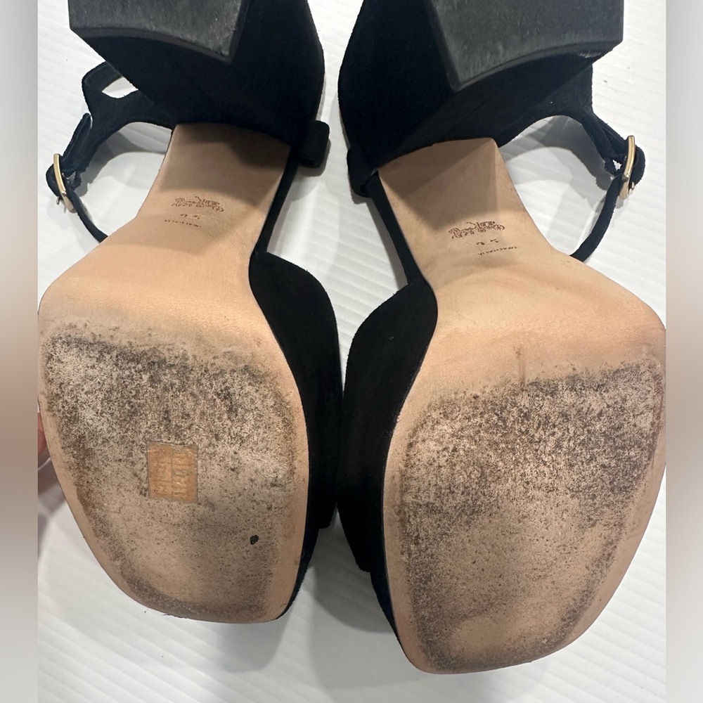 Coach Black Platform Heels with Gold Accent - Picture 10 of 10
